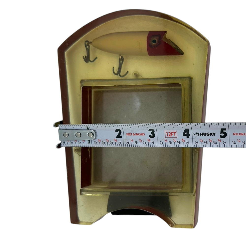 Vintage Lucite Photo Frame Fishing Lure Embedded Red White Heddon Style Taiwan - Picture 7 of 9